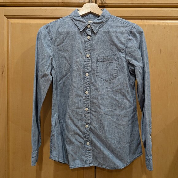 LL Bean Blue Chambray Shirt LS Women XS - Picture 1 of 6